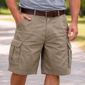 Full Blue Mens Cargo Shorts Size 50 Khaki Sable Cotton Stretch Waist Pockets